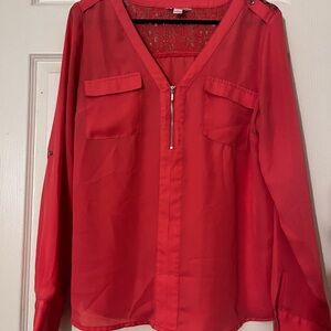 Candie's Bold Pink Blouse with Zipper Detail